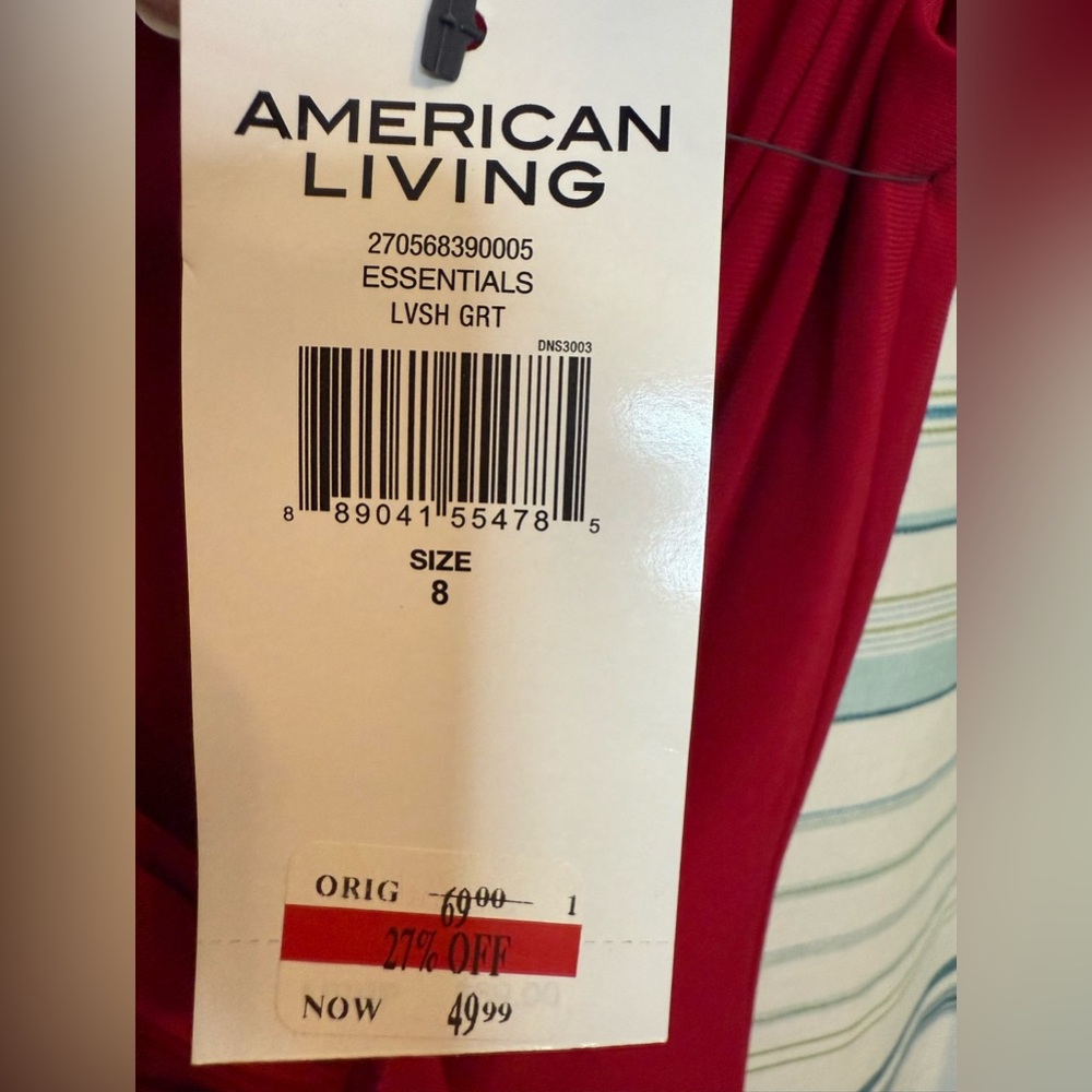 Womens American Living Red V Neck Wrap Dress Sz 8 Ruffle Stretch NWT NEW vneck - Picture 7 of 12